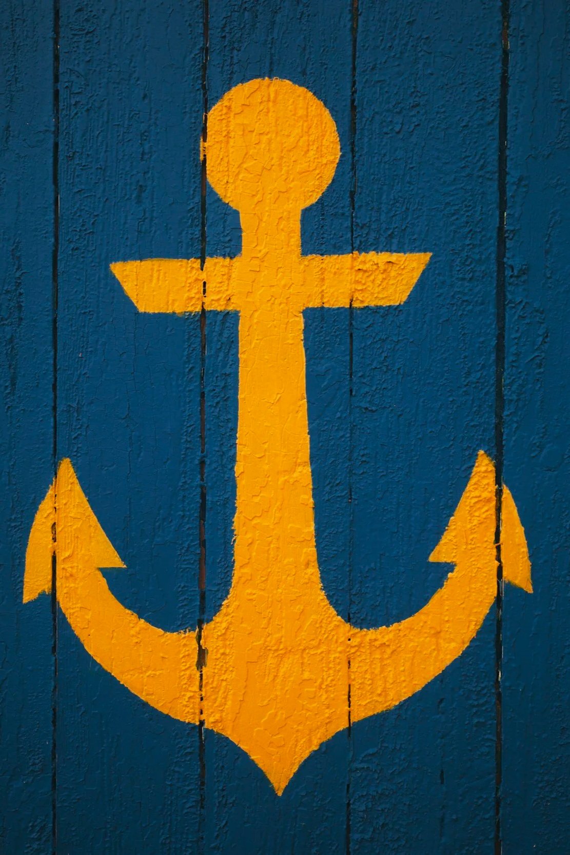 painted outline of a boat anchor