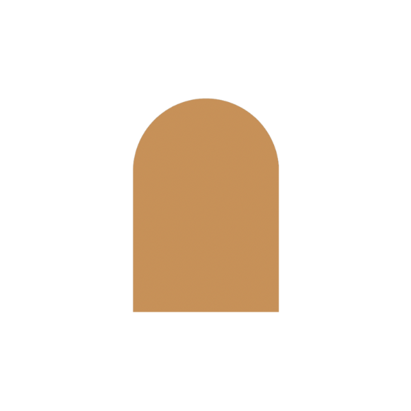 Illustration of a brown, rounded arch window with a black background.