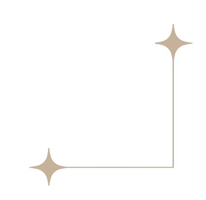 Decorative right angle with beige star-shaped accents and a gold outline in the corner.
