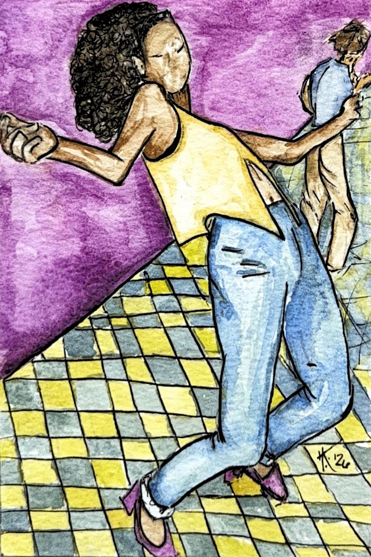 disco dance postcard
