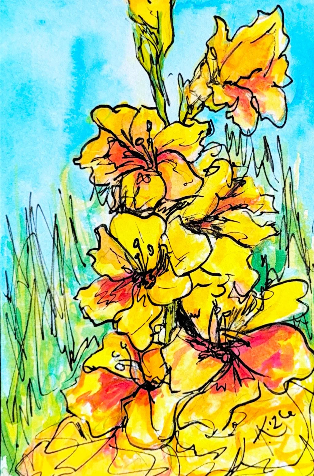 gladiolus postcard