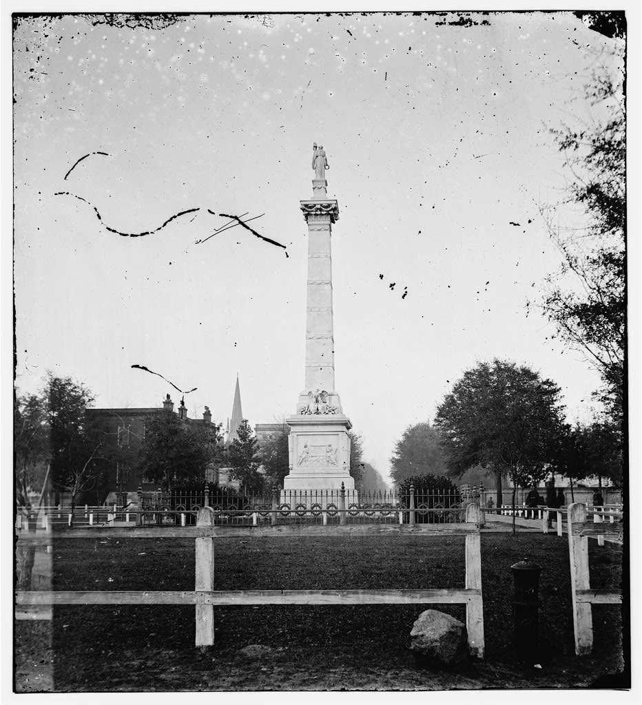 Photograph of the Pulaski Monument c.1865 courtesy of the Library of Congress