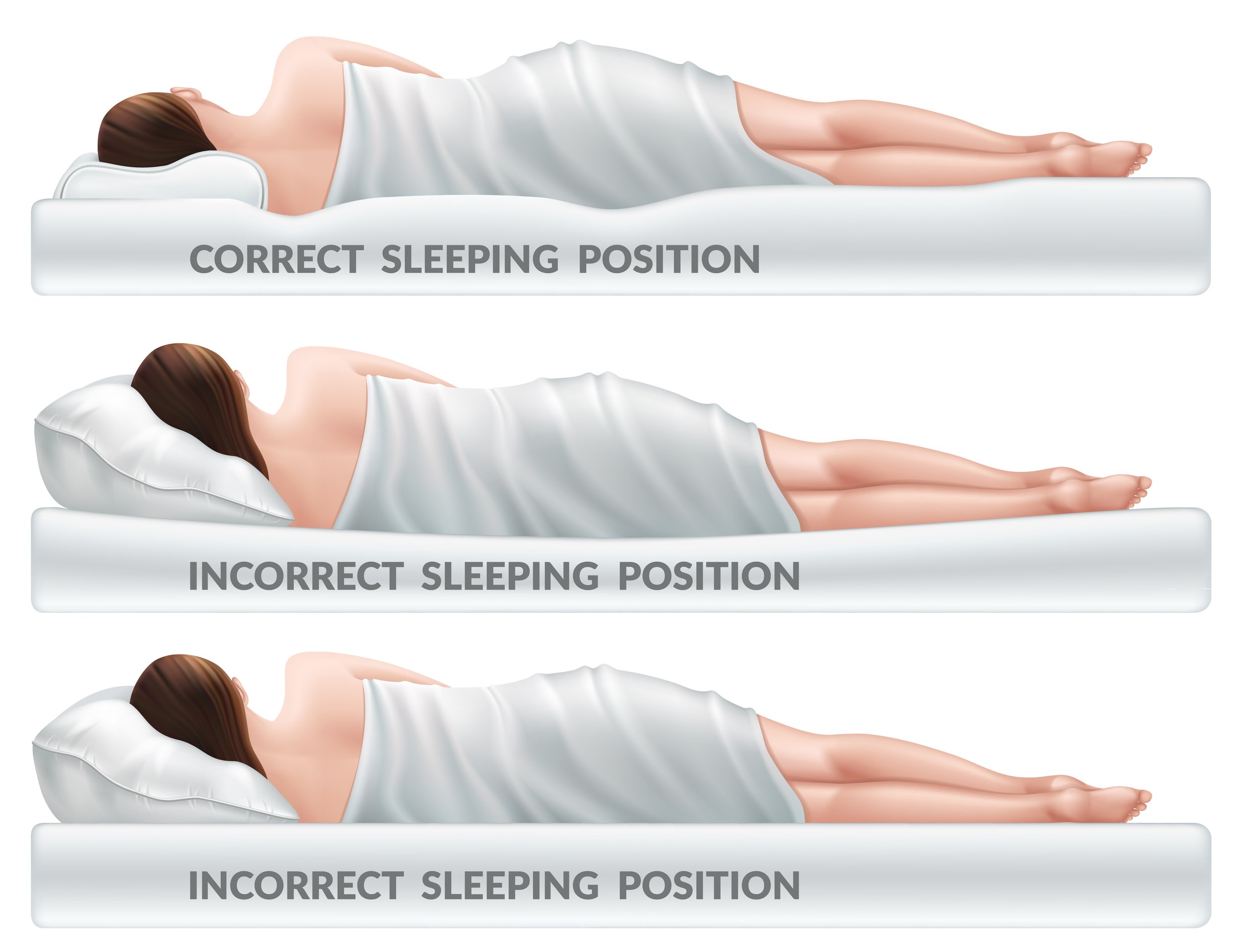 illustration of a woman showing the correct sleeping position to activate the glymphatic system