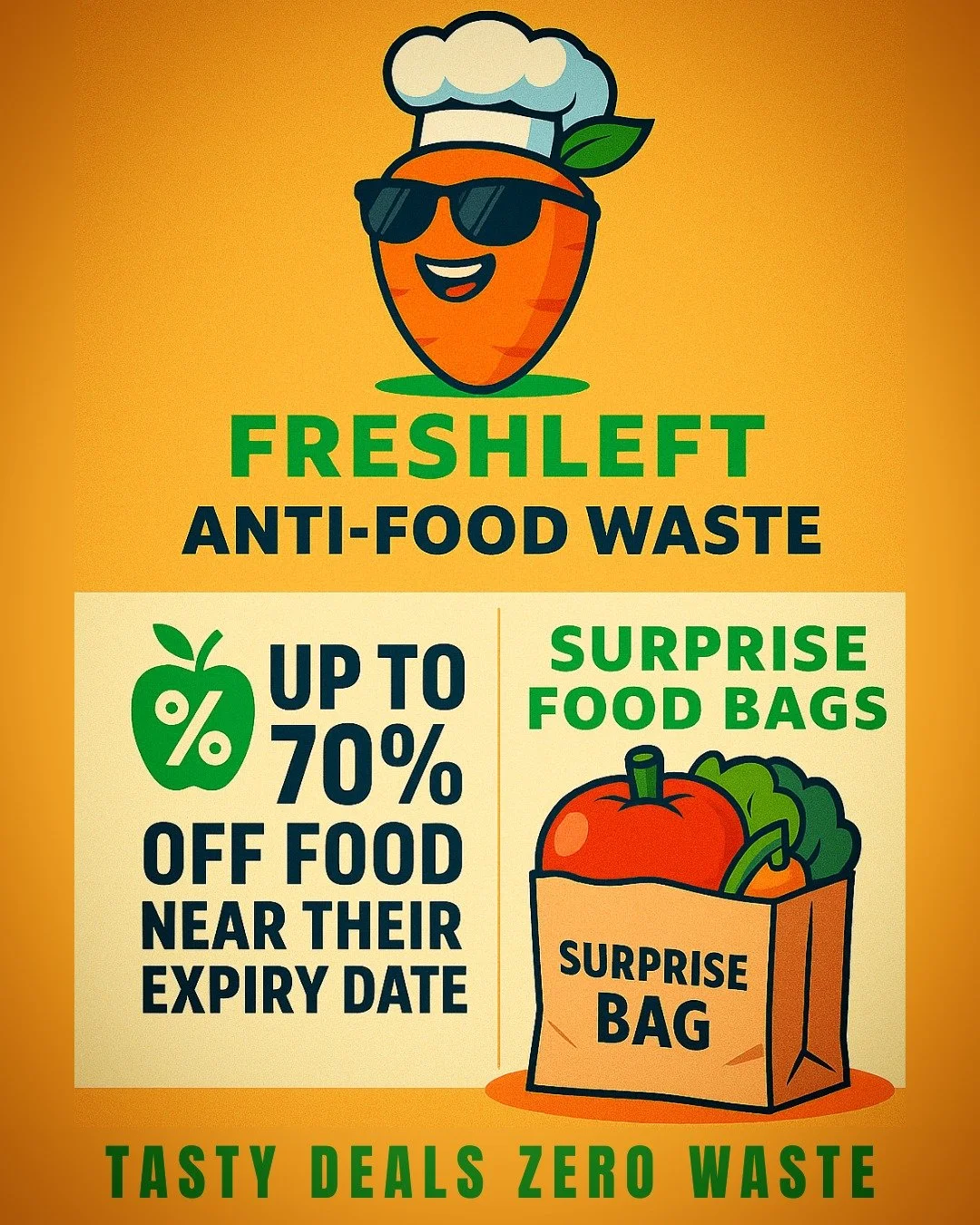 🥕🍽️ FreshLeft is coming to Calgary!
Every year, over 2.3 million tons of food are wasted in Canada.
We&rsquo;re here to change that &mdash; one surprise bag at a time 💚

⚡️ Up to 70% off fresh food
🍎 Local restaurant, bakeries, caf&eacute; &amp; 