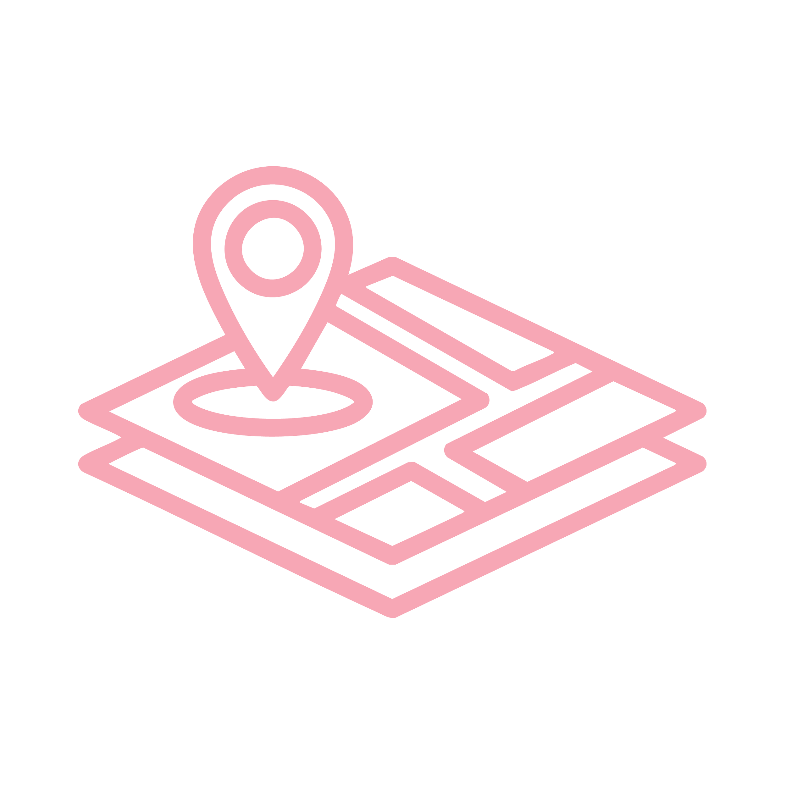 Outline of a map with a location pin marking a spot.