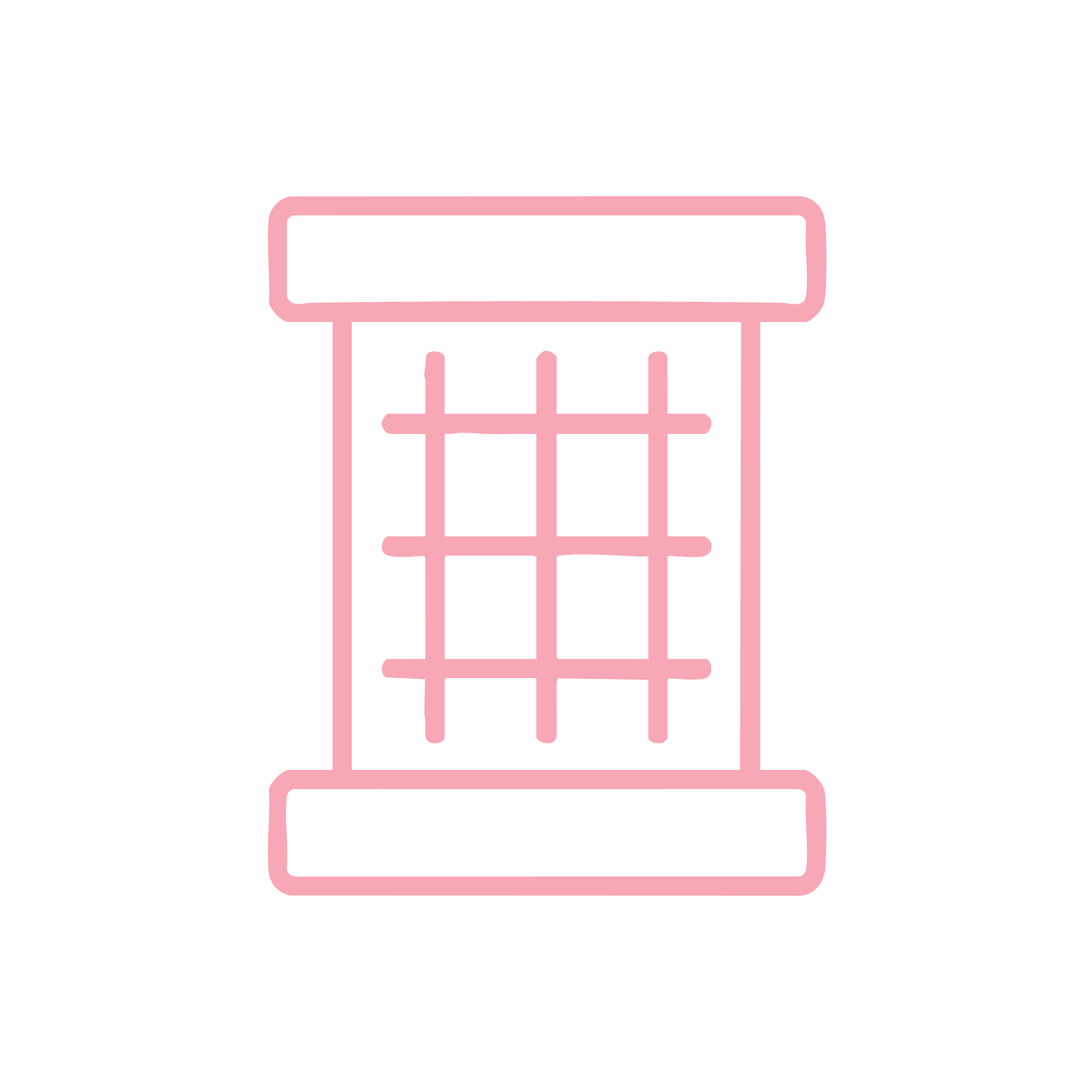 Pink neon outline of a squid game-style prison cell on black background.