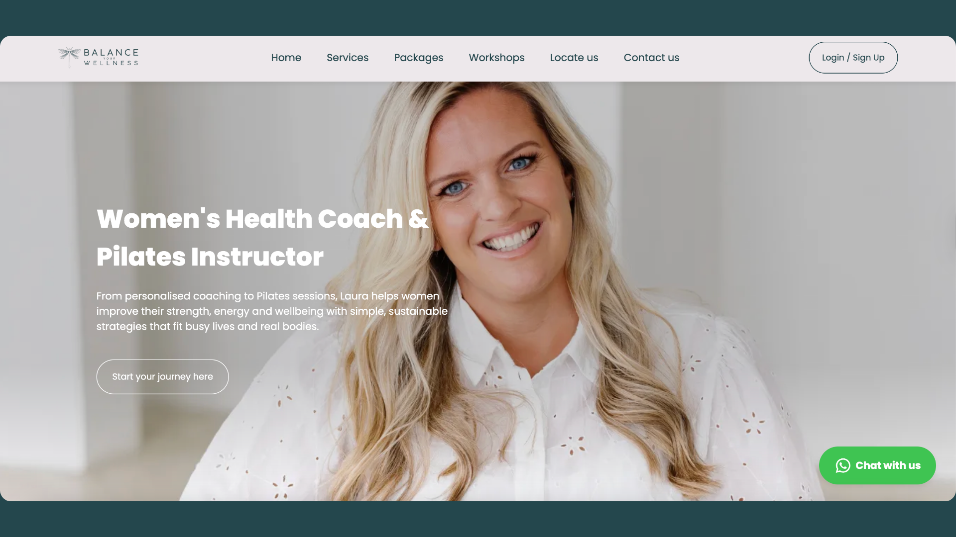 We designed Laura’s homepage for Balance Your Wellness to feel exactly like her brand — calm, supportive, and grounded in real, sustainable wellness. The goal wasn’t just to make it look good, but to clearly communicate her unique approach to women’s
