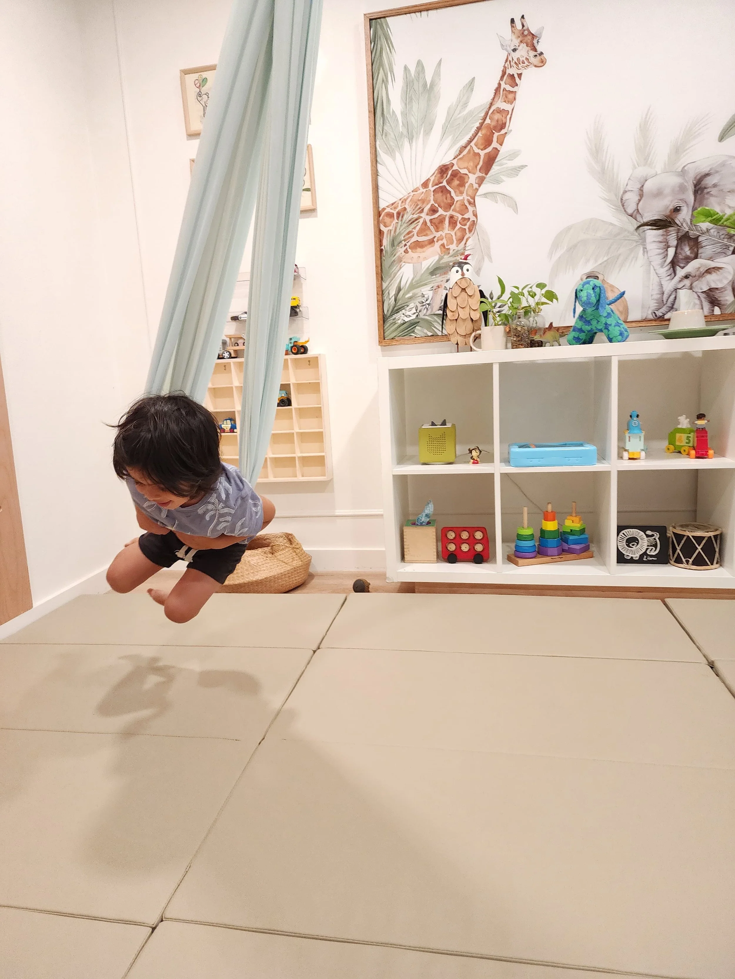 Toddler swinging wildly