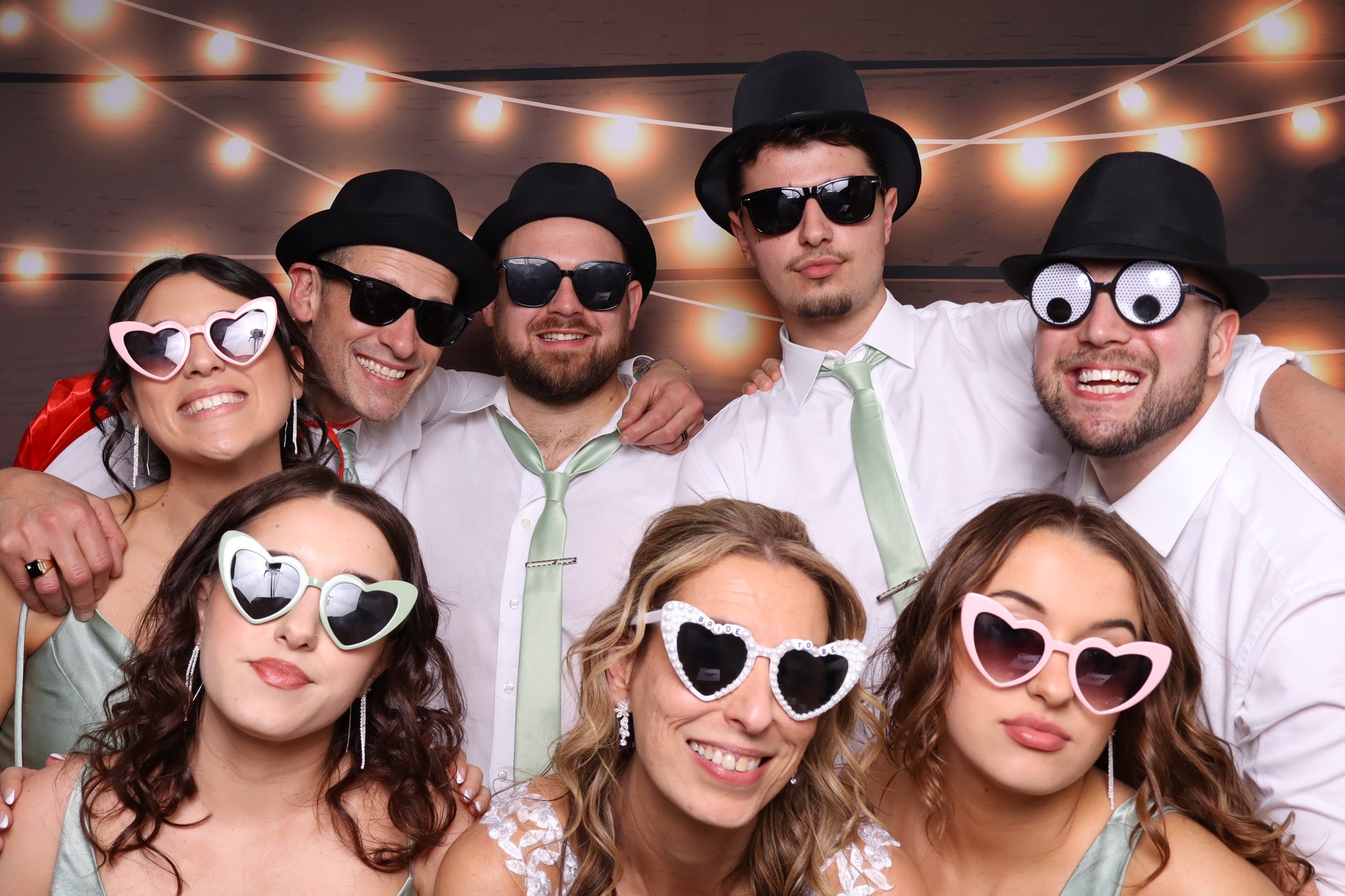 Bridal party in colour photo booth at Melbourne wedding reception