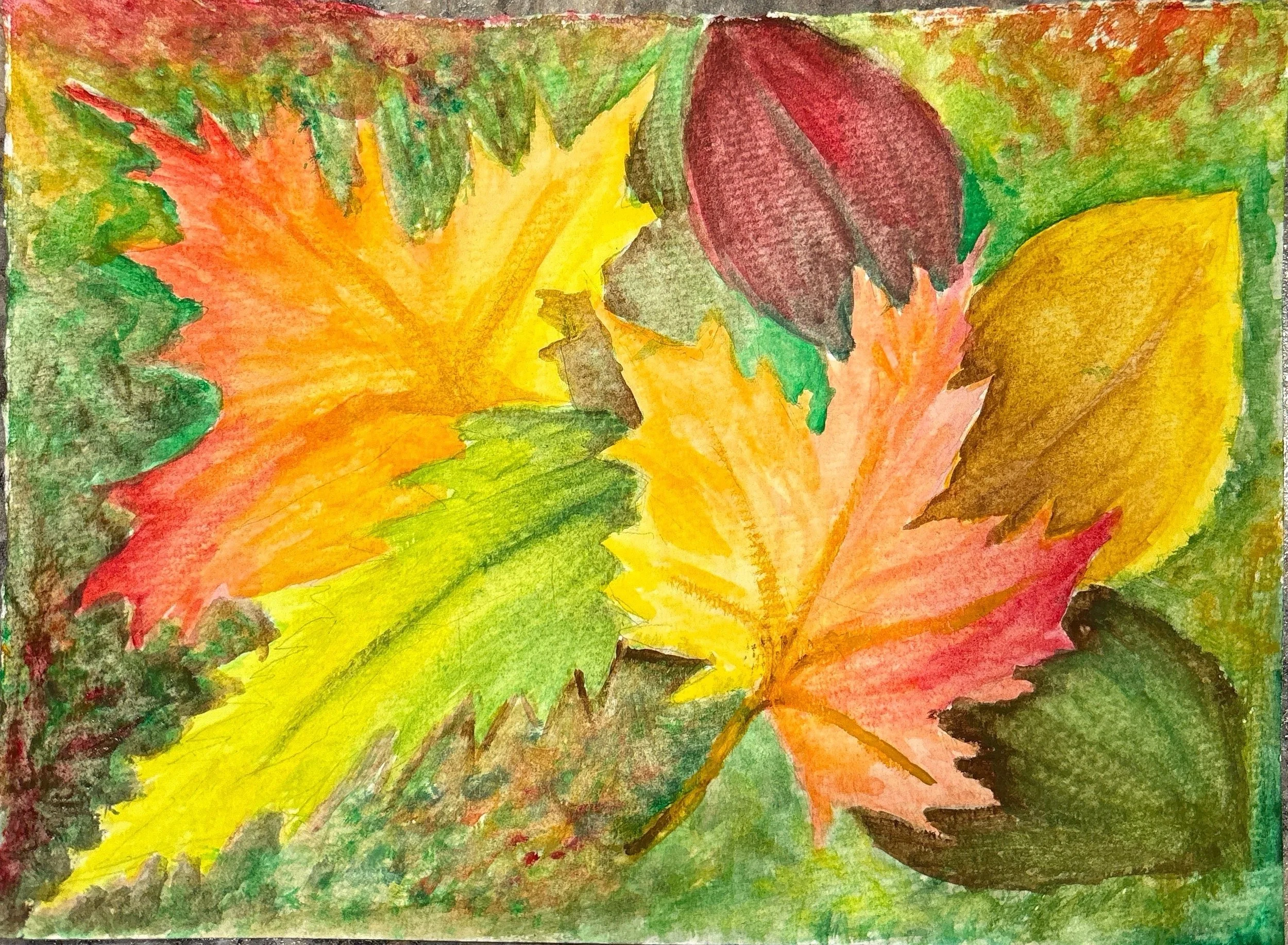 Fall Leaves using watercolors