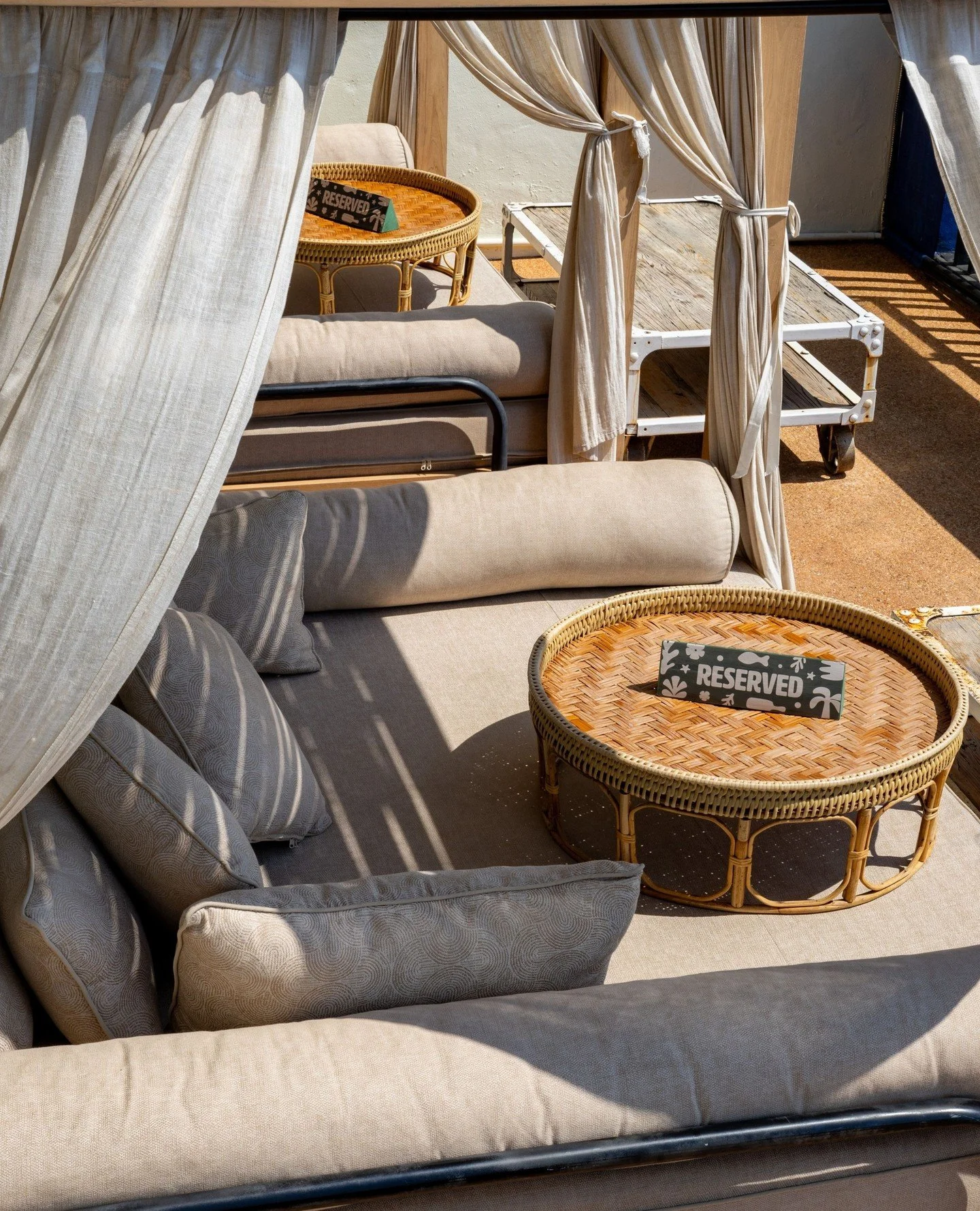 Your private cabana by the sea.⁠
⁠
Sink into comfort, sip slowly, and take in the panoramic beach view.⁠
⁠
Reservations are welcome&mdash;your seaside escape awaits ⁠