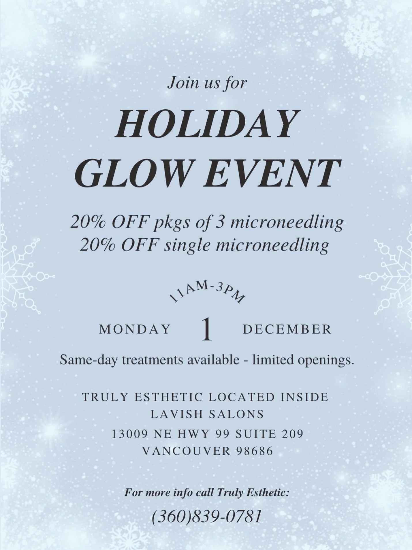 Join us for our Holiday Glow Event! Enjoy 20% OFF microneedling (single treatments or packages of 3) using the advanced DP4 microneedling pen.
The DP4 delivers smoother, more precise treatments that boost collagen, improve texture, soften scarring, a