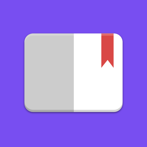 Open blank book with a red bookmark on a purple background