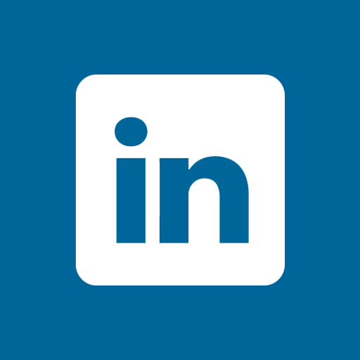 LinkedIn logo in a white rounded square on a blue background