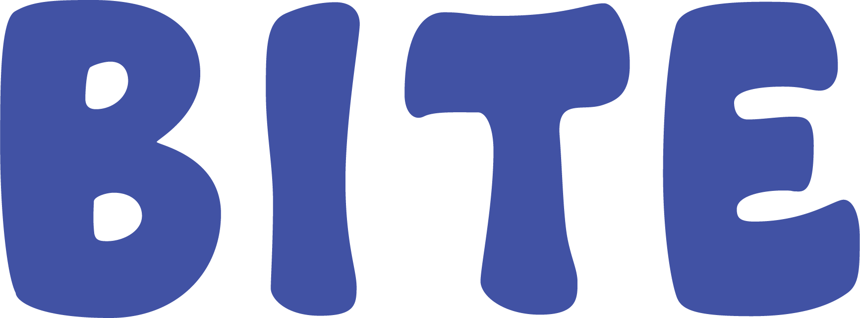 Bold, blue, capitalized text spelling out the word 'BITE'.