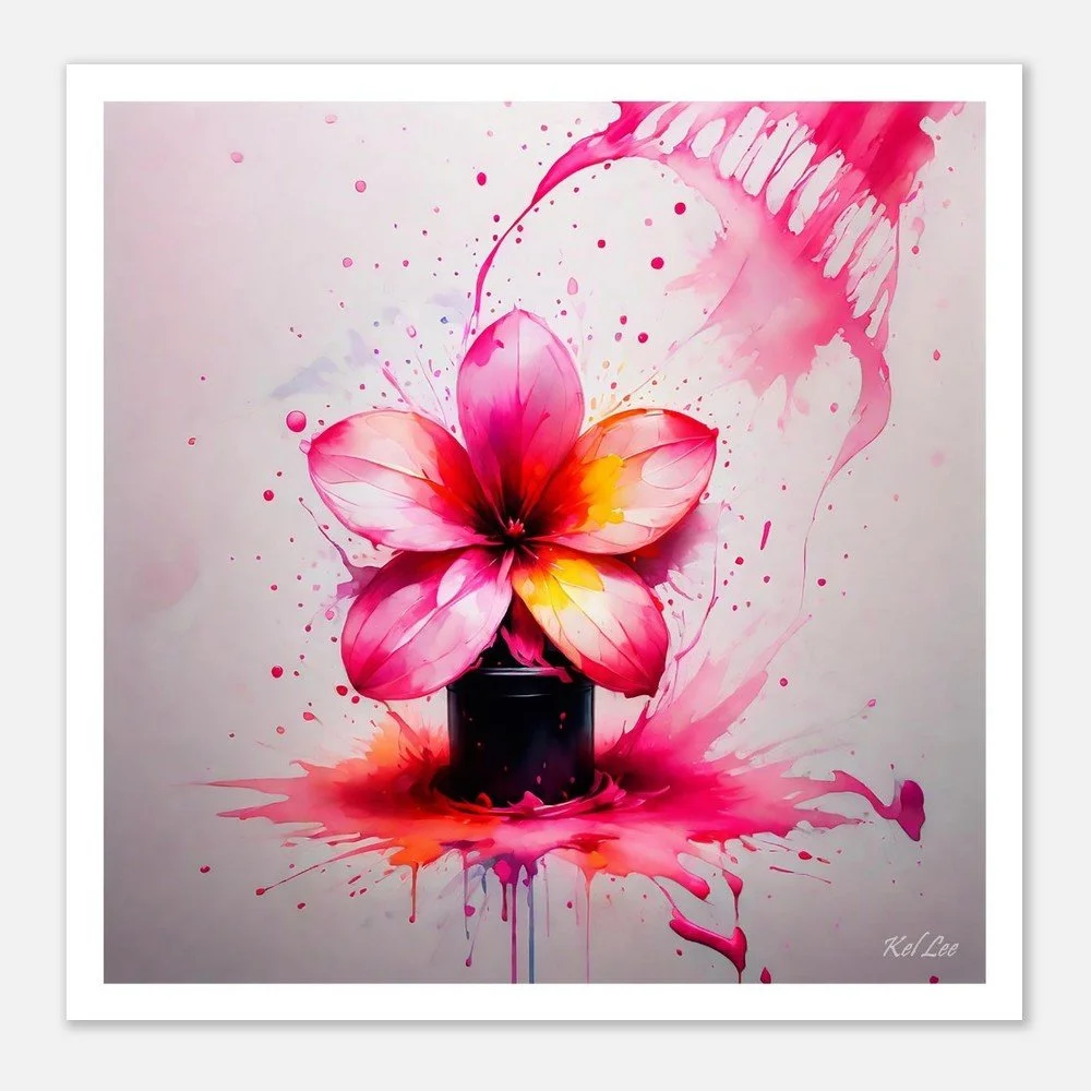 Frangipani Paint Splash Art Poster