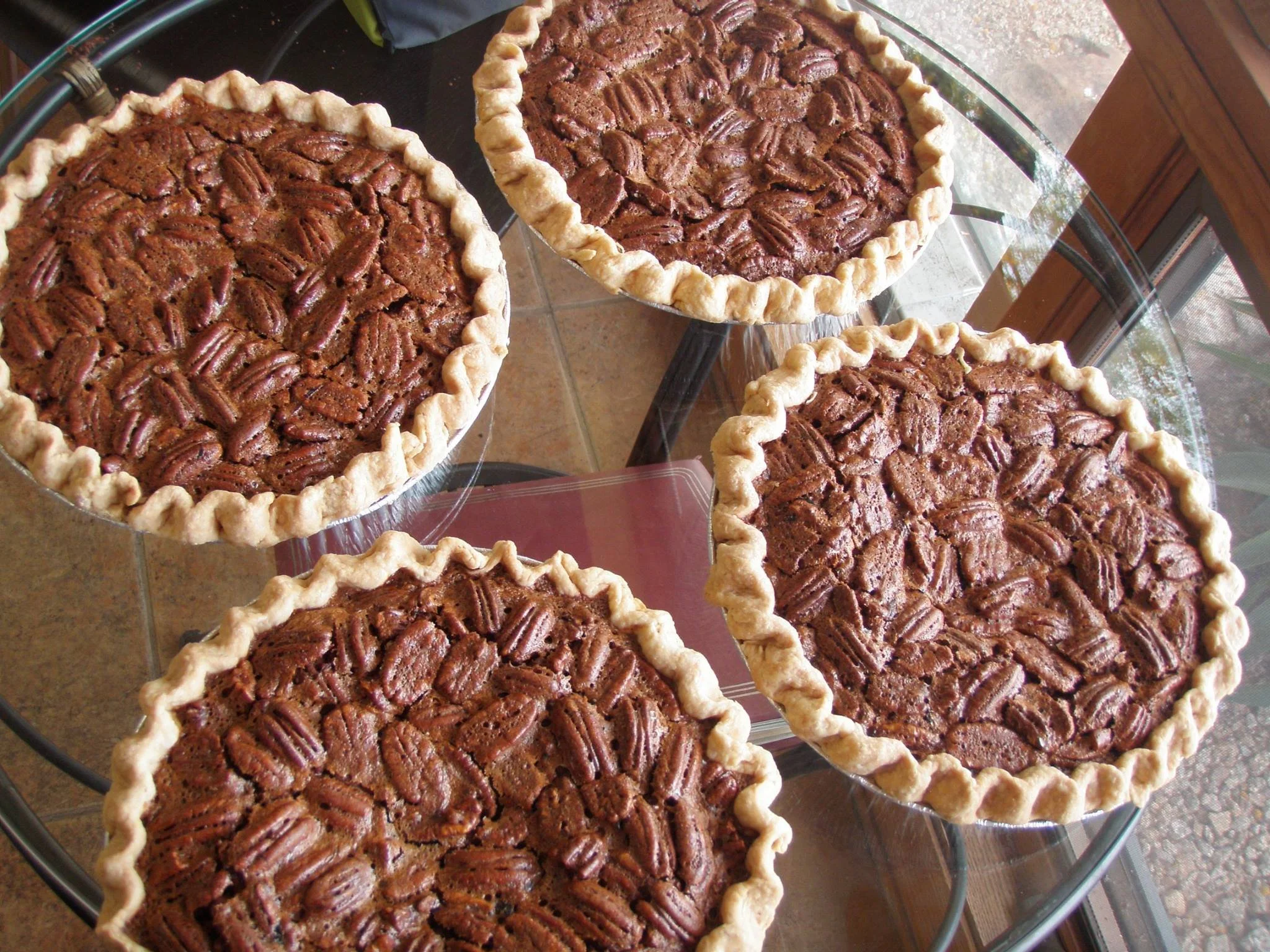 Chocolate Bourbon Pecan Pies