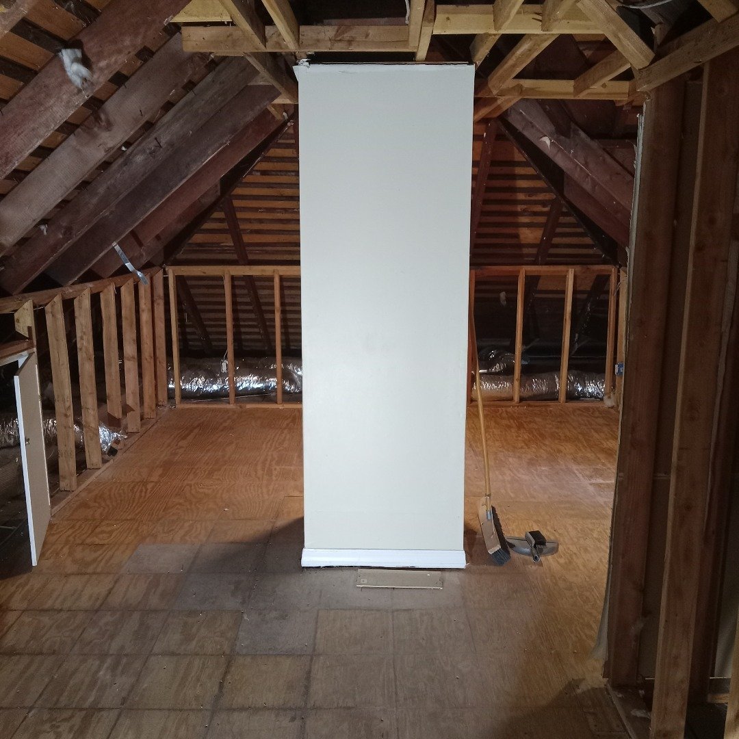 Full attic gut, prepped for spray foam insulation