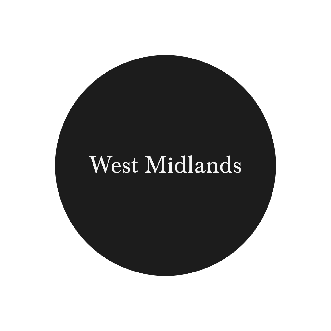 Black circle with the words West Midlands inside it