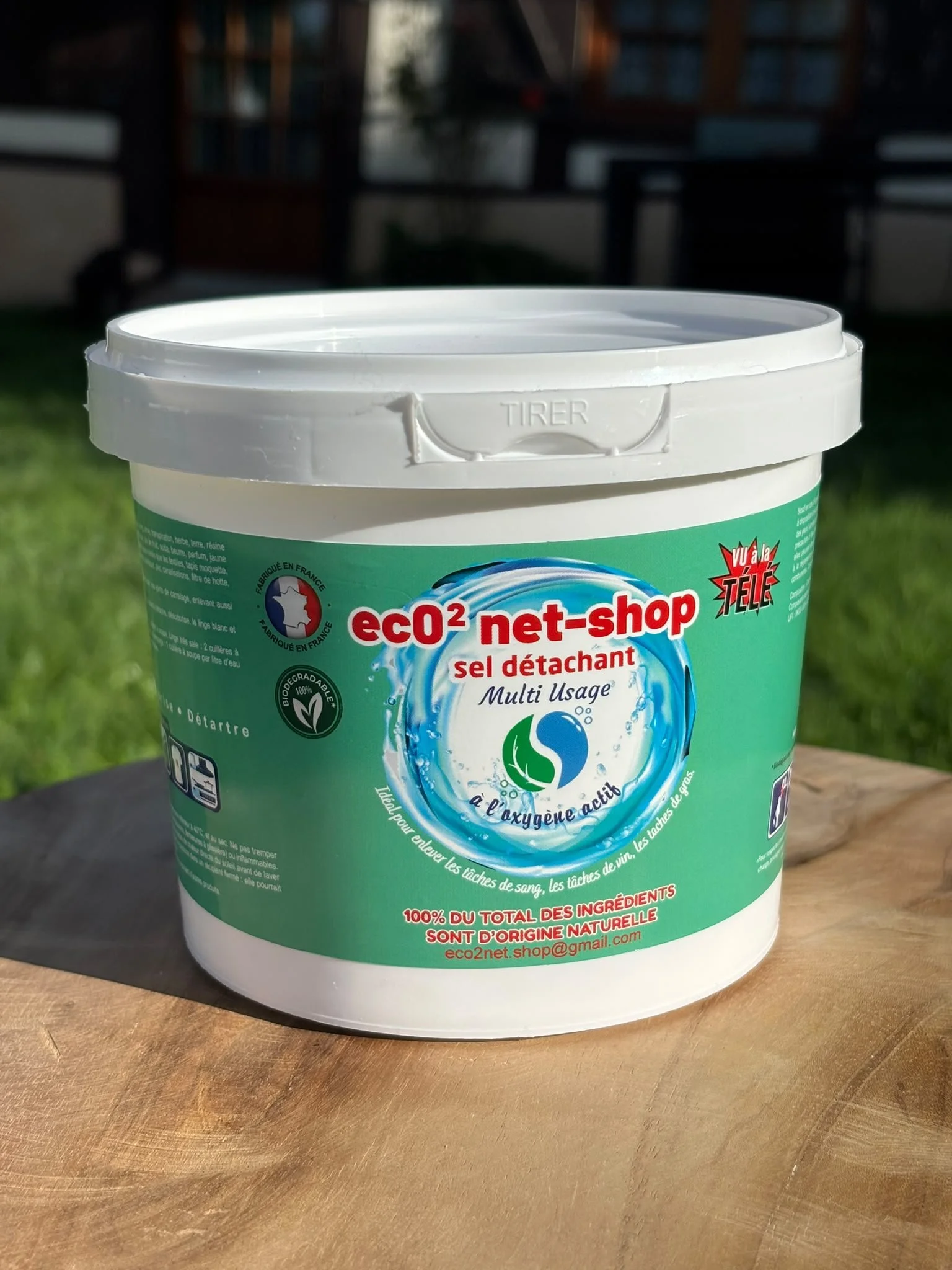 Eco2net-shop : pot de 5 kg de sel détachant + 2 vaporisateurs et 2 éponges offerts