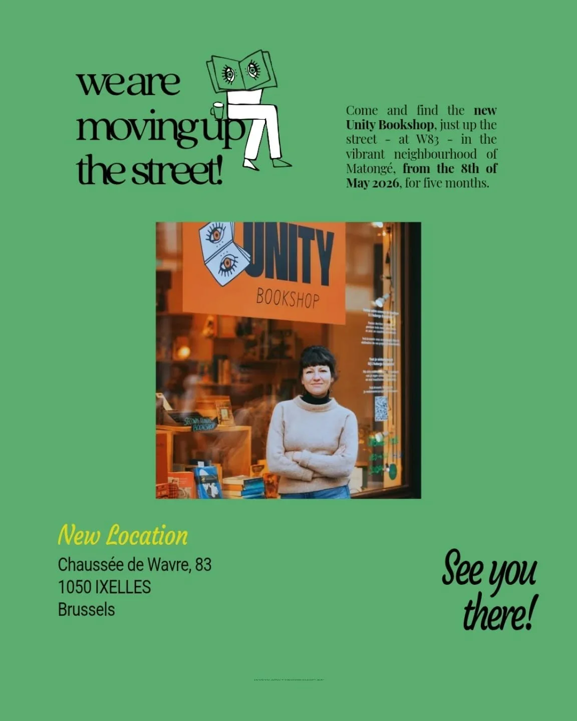 Save the date!! Opening day (and party 🥳) on the 8th of May in St-Boniface!!

We are working on the new chapter of @unitybookshop.brussels with updated bookmarks, a loyalty program, shaping up our community, outdoor events and a Great opening night 
