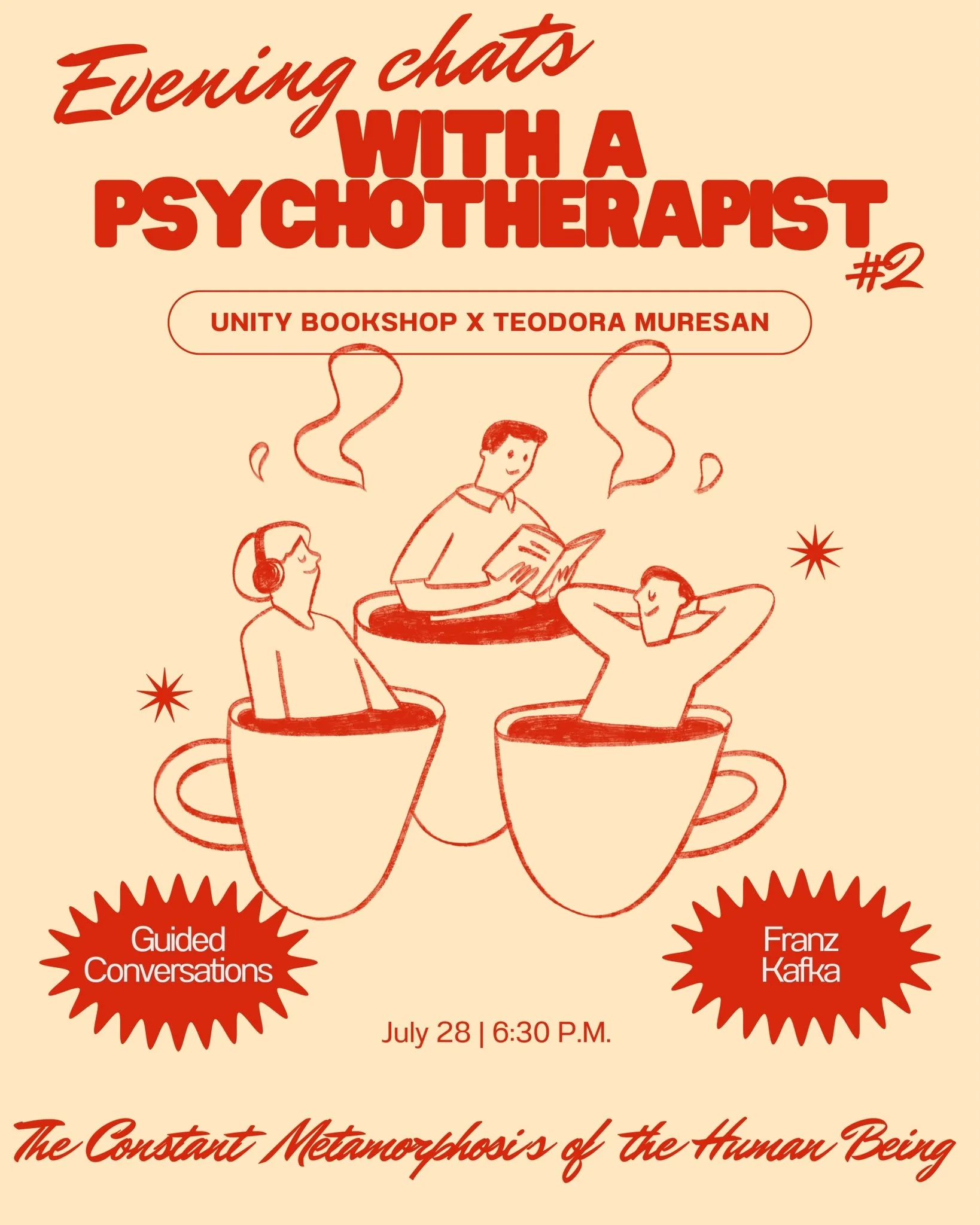 (Sold out) An evening with a therapist - Kafka's world - a guided conversation with psychologist teodora muresan