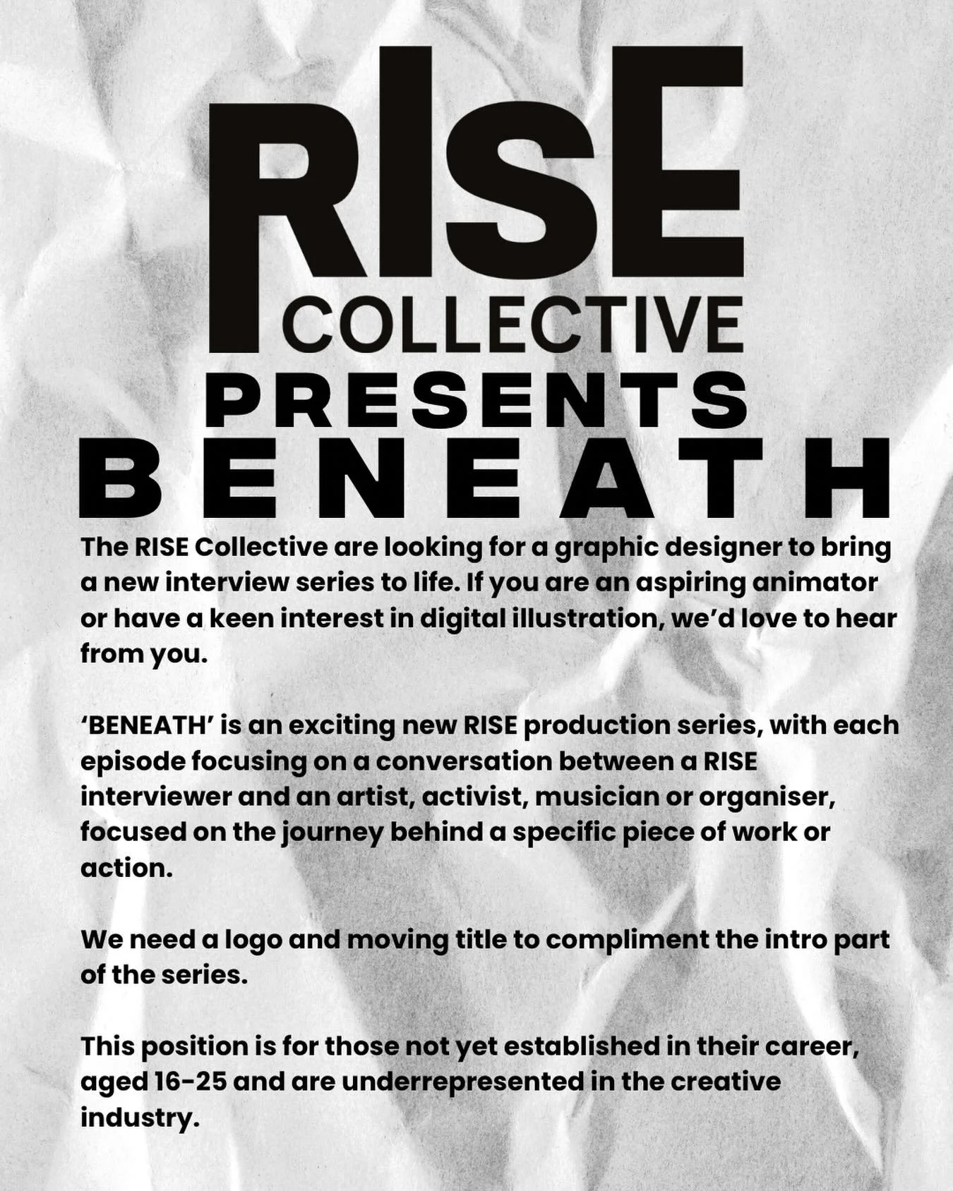 🖊️📣CALL OUT📣✨🖊️

Our brand new interview series &lsquo;BENEATH&rsquo; is looking for an aspiring animator or digital illustrator!! 🖤

Beneath makes space for the process, the inspiration, doubts, labour, relationships, failures and breakthroughs