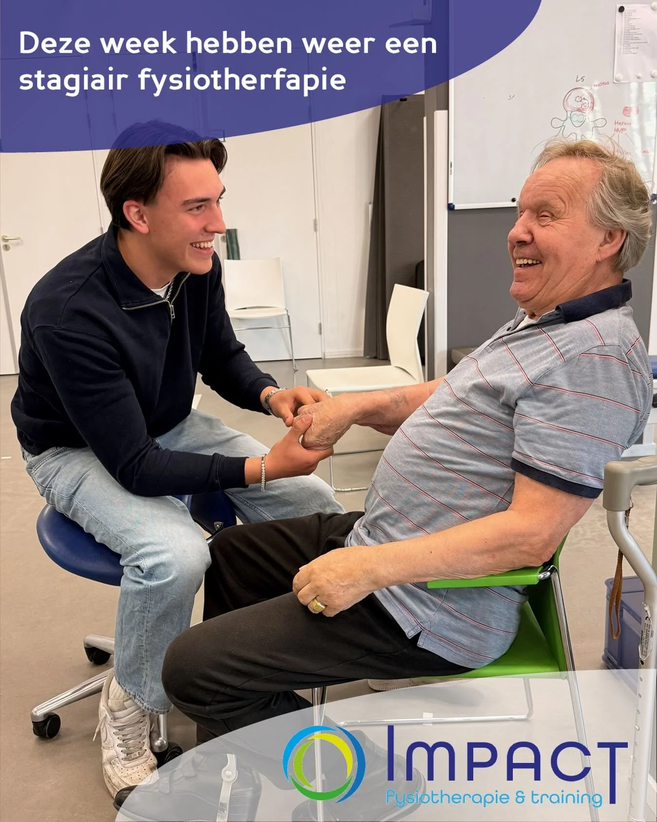 Deze week liep Thomas bij ons stage! 🙌
Thomas is eerstejaars student fysiotherapie aan de Hogeschool Leiden en kwam bij Impact Fysiotherapie &amp; Training kennismaken met het werkveld. In &eacute;&eacute;n week kreeg hij een goed beeld van het vak 