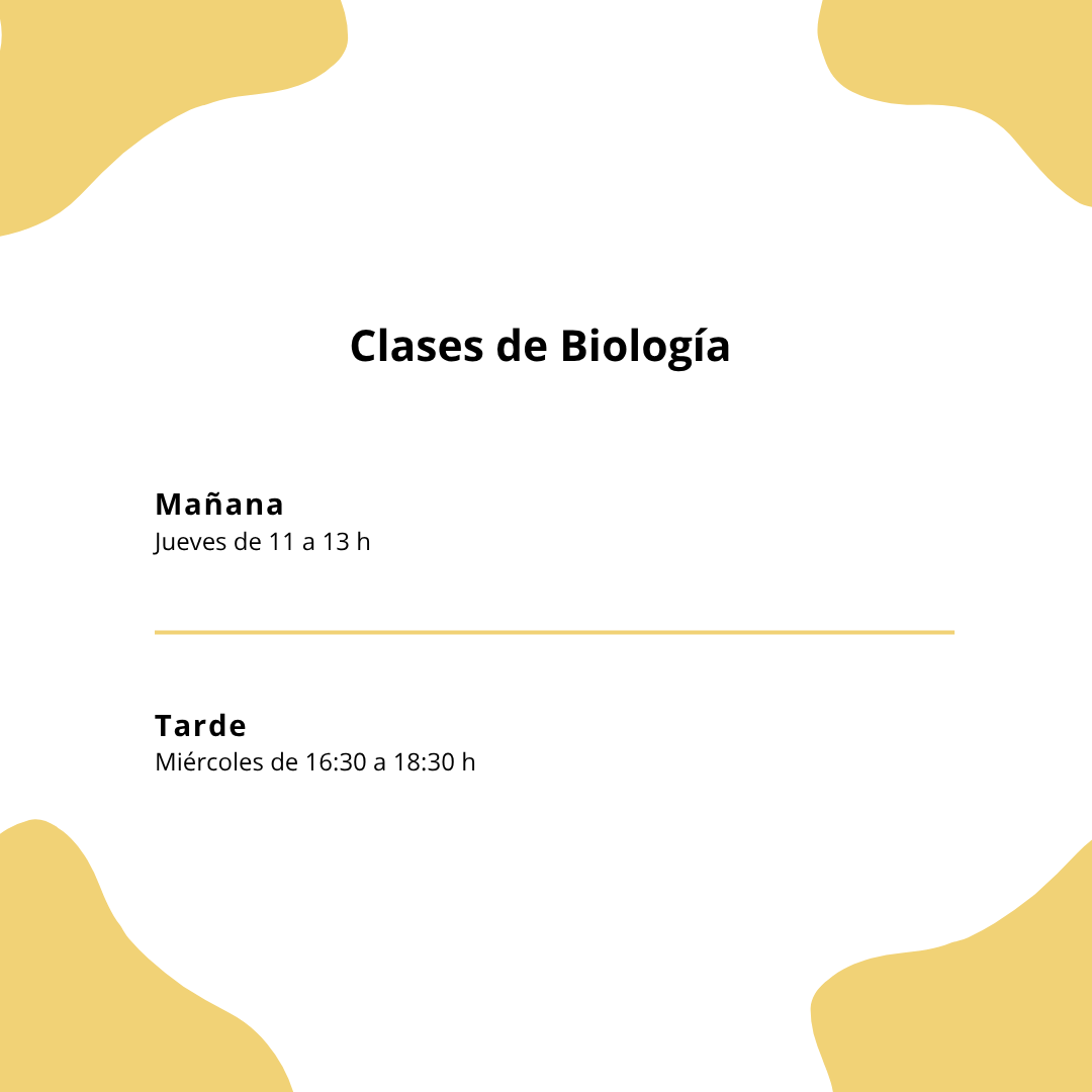 Horarios de clases de Biología para preparación PAU Canarias 2027: grupos de mañana y tarde, clases online en grupos reducidos