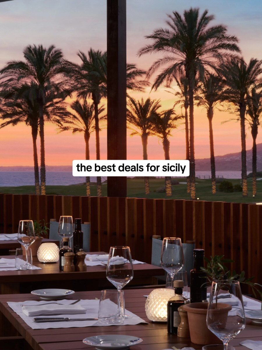 icily, but make it seriously tempting 🇮🇹✨

Think clifftop aperitivos in Taormina, private villas with your own pool, long lazy breakfasts overlooking the sea, sunset cocktails, world-class golf and that effortlessly glamorous Sicilian charm at ever