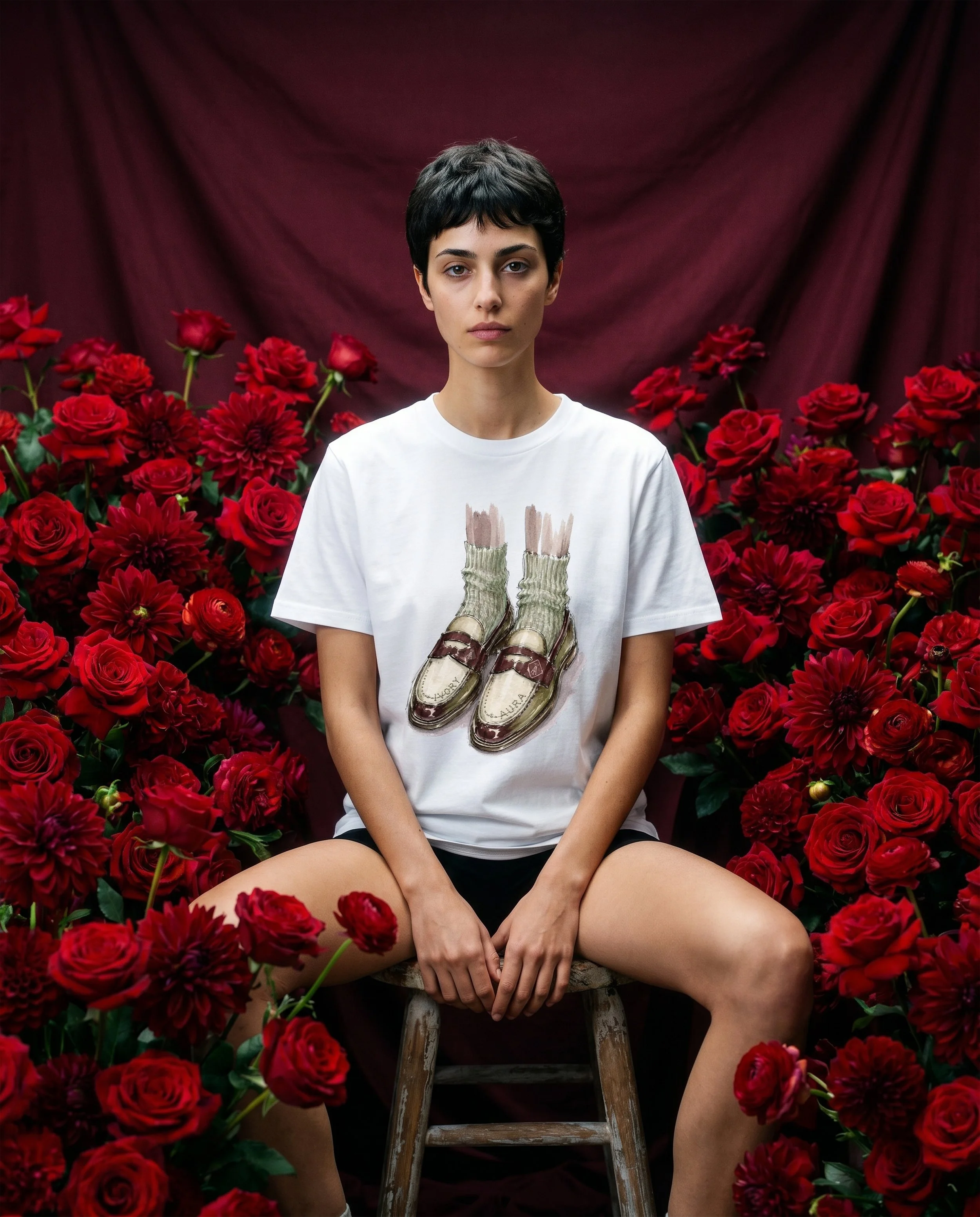 White Olive Loafers Short Sleeve T-shirt