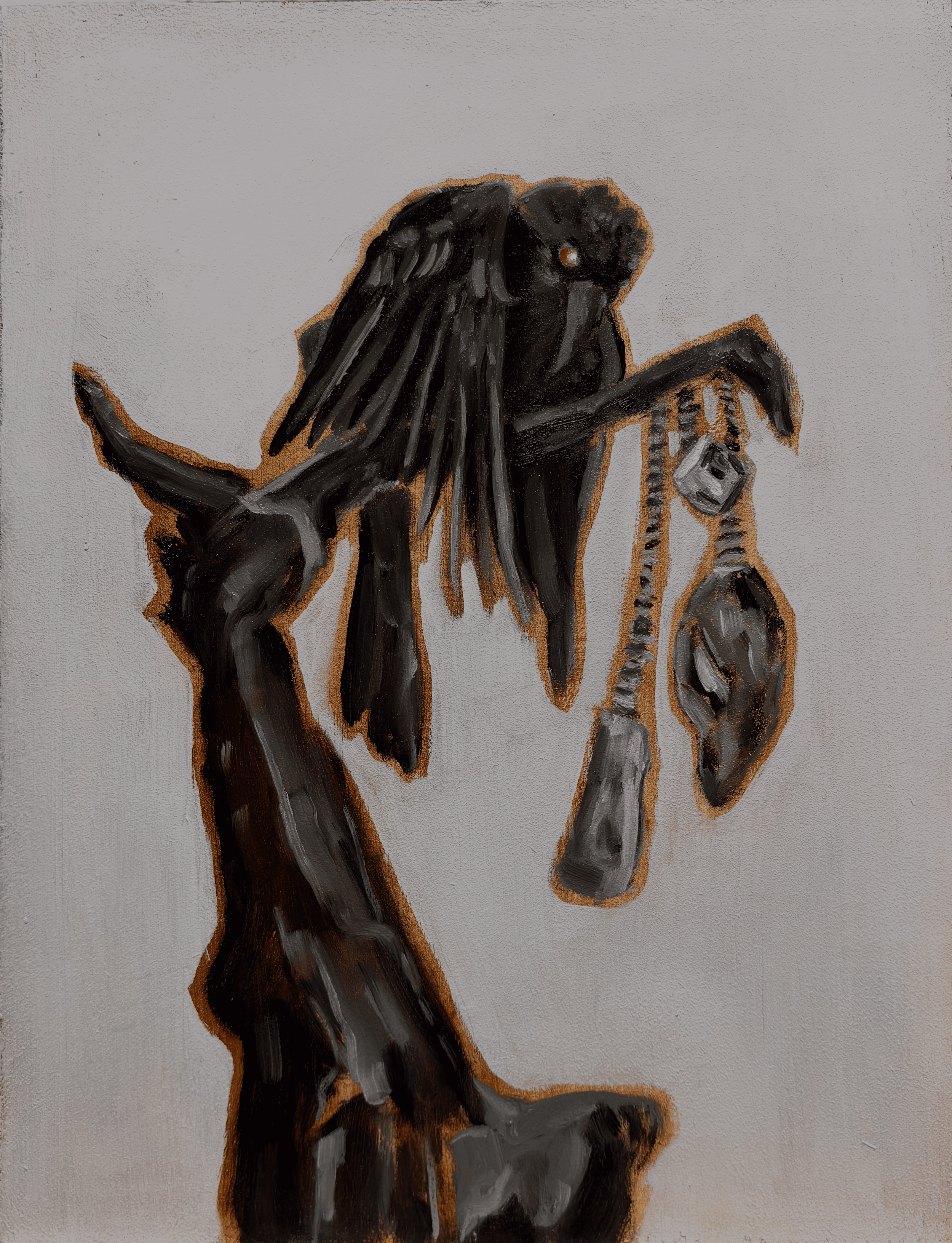 'The Raven of the Tree', oil on panel, 21x27cml