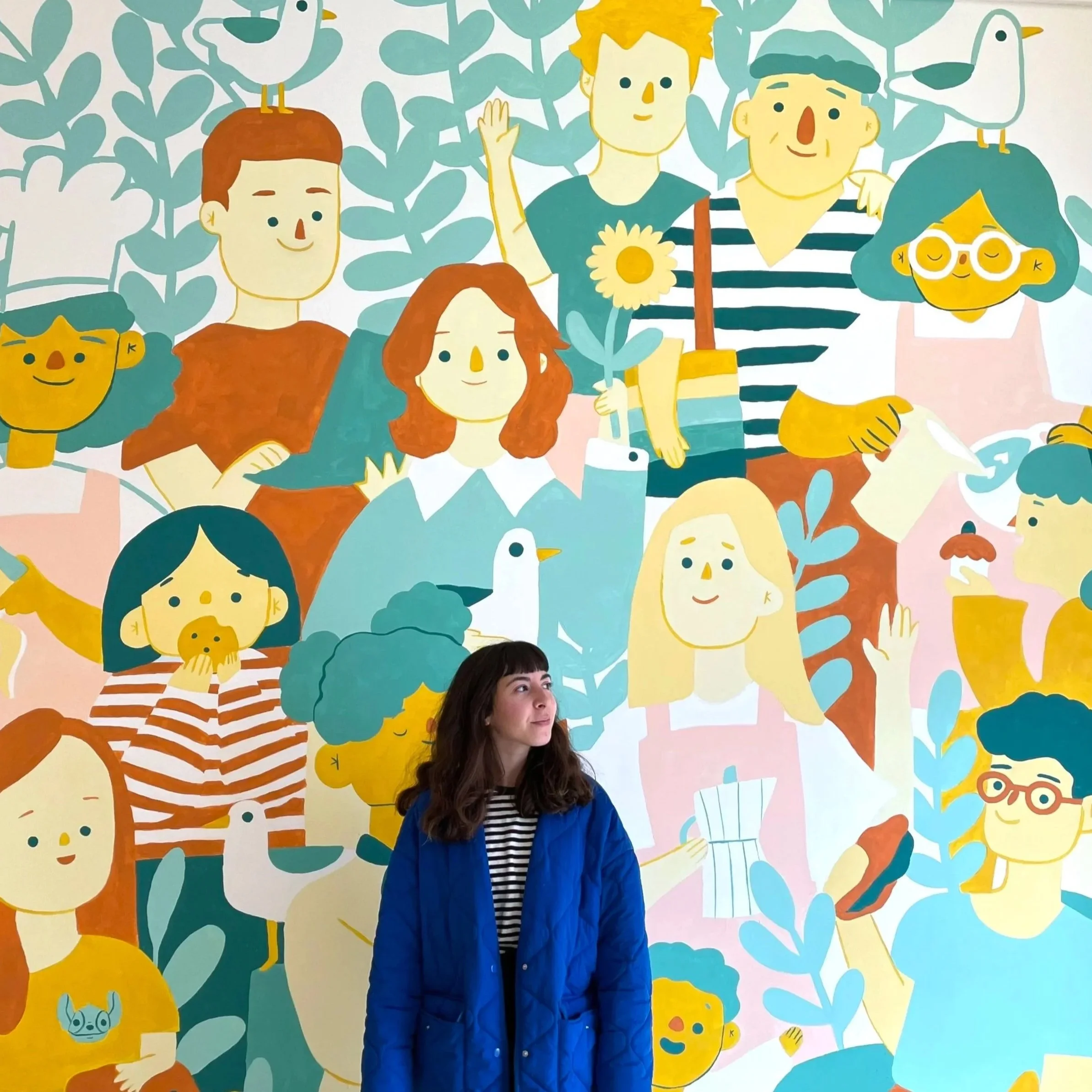 Mural Eatery 119 wall illustration coffee porto portugal gambuzino