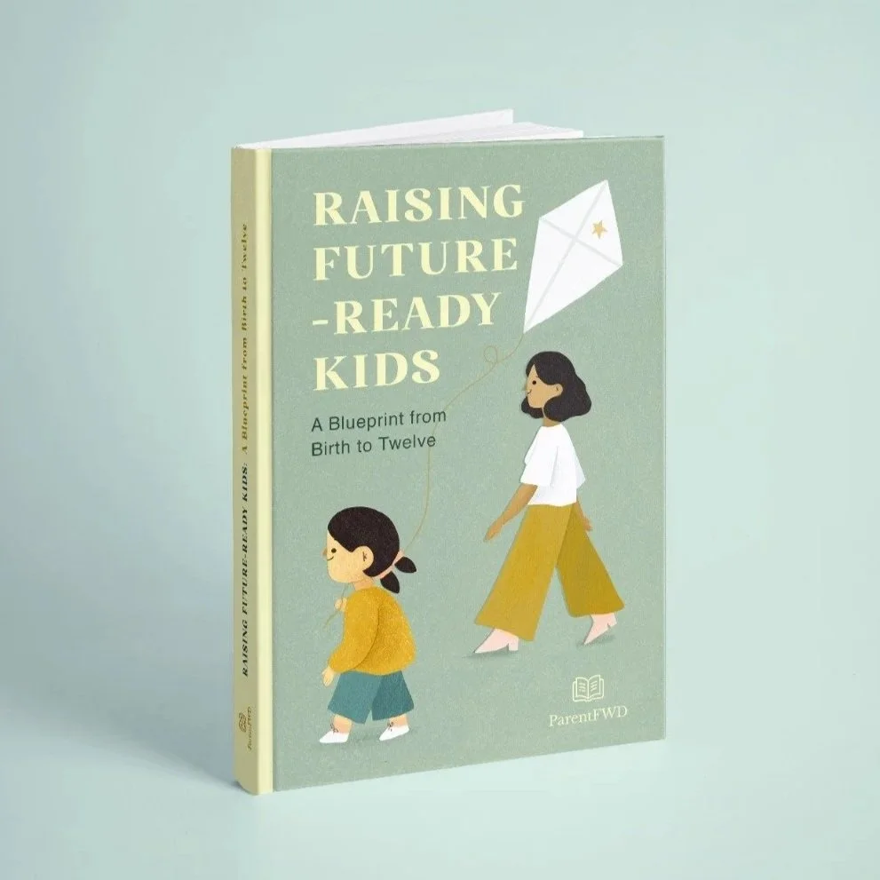 Raising Future Ready Kids Book Cover Parent foward illustration gambuzino child kite mother
