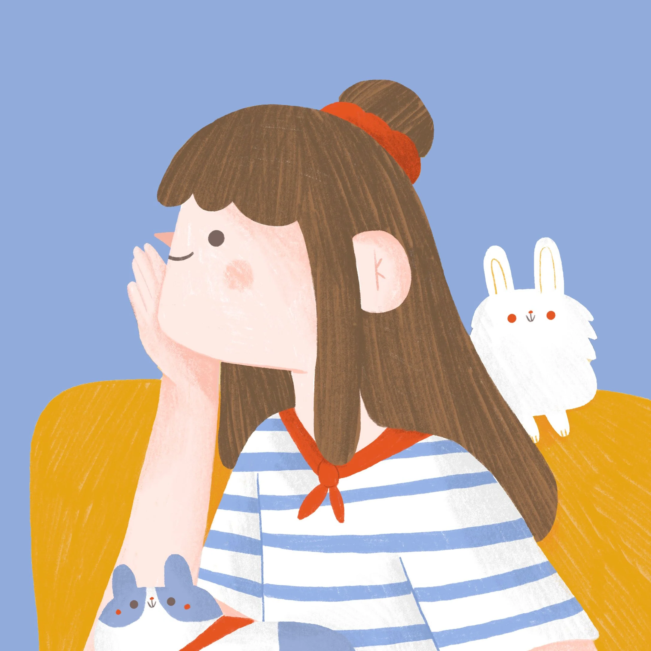 self portrait illustration girl gambuzino kidlit female character bunny rabbit digital drawing