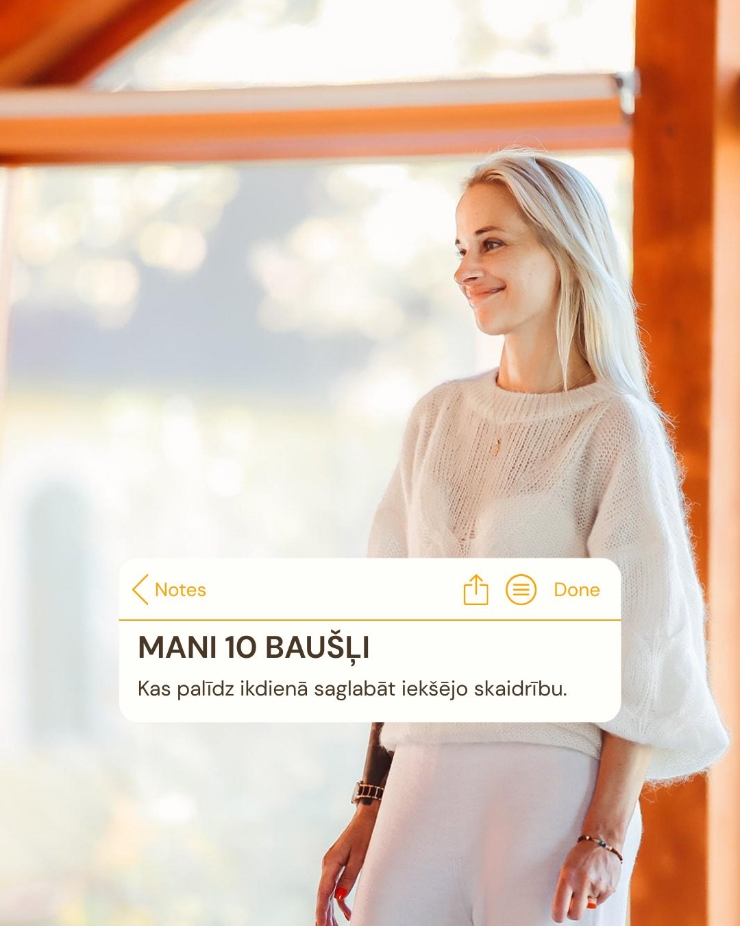 Pēc viena no maniem pasākumiem, kāds klients izlēma, ka uzrakstīs sev bau&scaron;ļus pie kuriem turēties ikdienā, lai nepazaudētu savu iek&scaron;ējo skaidrību. Tas mani iedvesmoja, un es sapratu, ka arī man gribas skaidri nodefinēt savus iek&scaron;