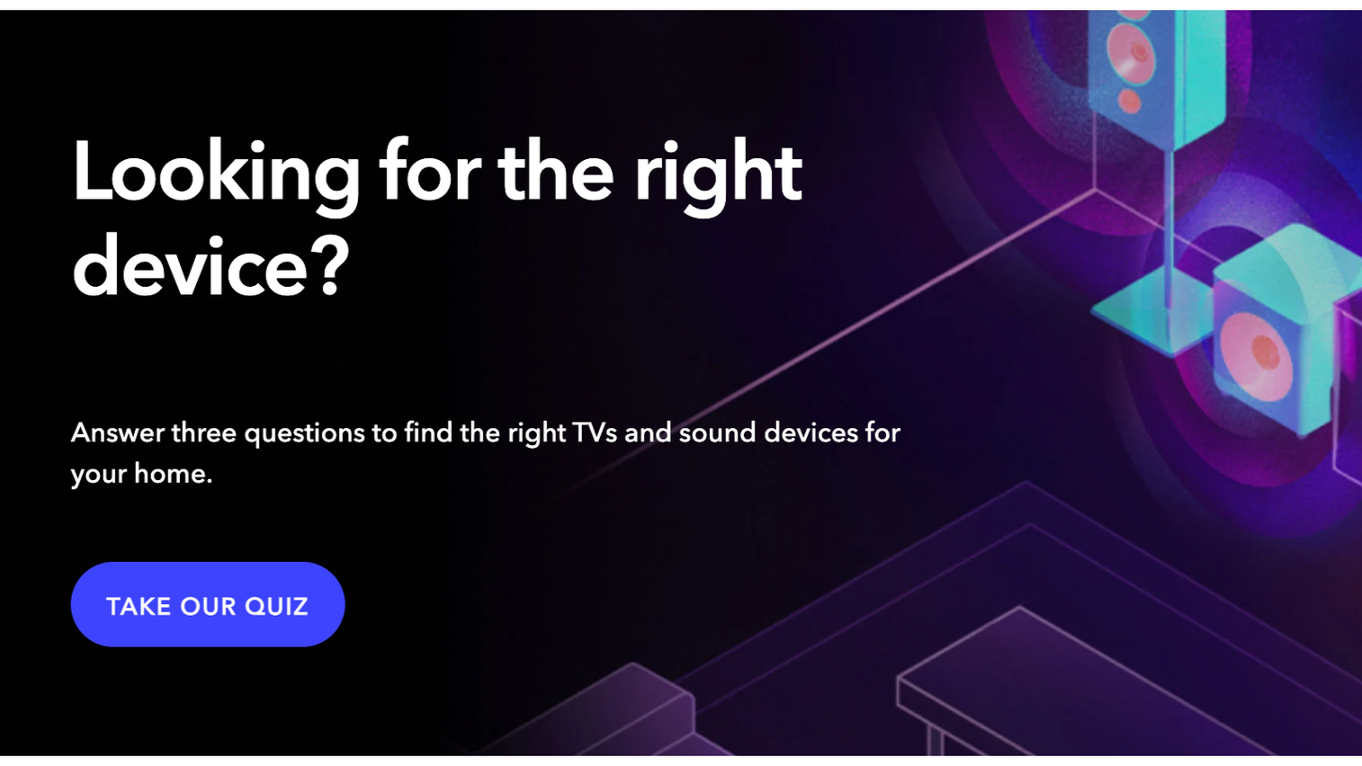 Product recommendation quiz banner