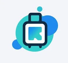 Stylized icon of a backpack with a circular background in shades of blue.
