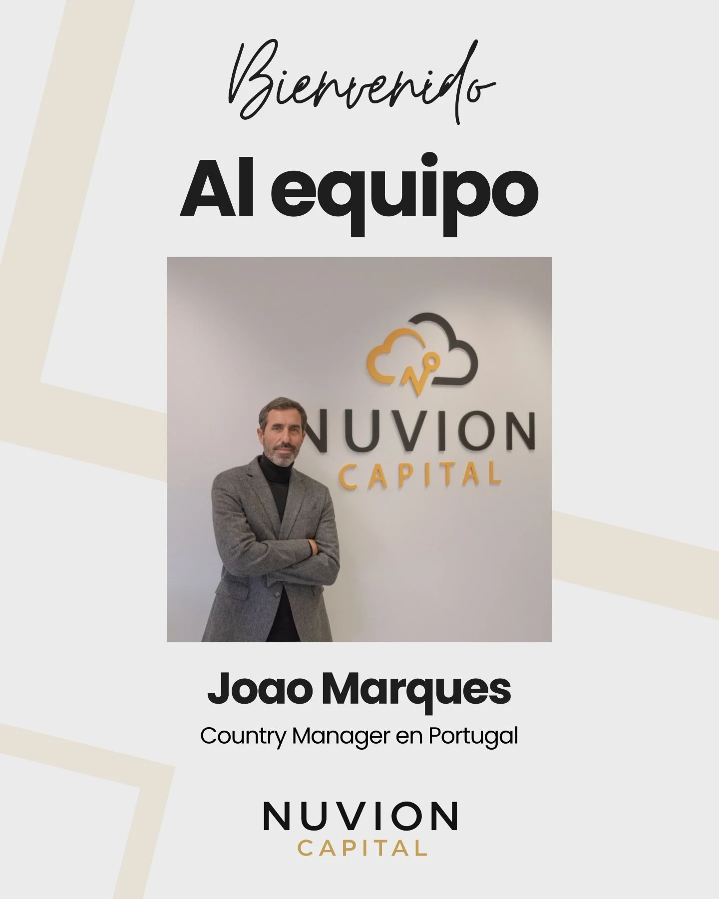 &iexcl;Nuvion Capital contin&uacute;a creciendo! 📈

Nos complace anunciar la incorporaci&oacute;n de Joao Marques como Country Manager en Portugal, un rol clave para seguir impulsando el desarrollo de nuestra presencia en el pa&iacute;s y consolidar