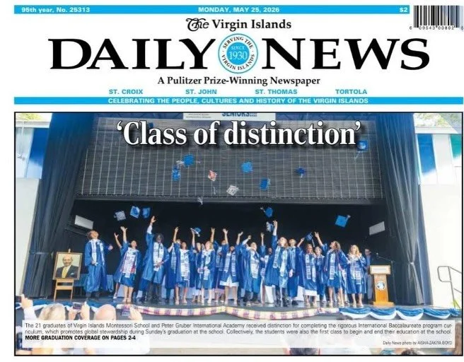 📰 EXTRA, EXTRA! &ldquo;Montessori Sends Off 21 Graduates to Embrace the World&rdquo; 

We&rsquo;re on the front page of today&rsquo;s @virginislandsdailynews! Go buy a copy and read all about yesterday&rsquo;s commencement, including quotes from Zia