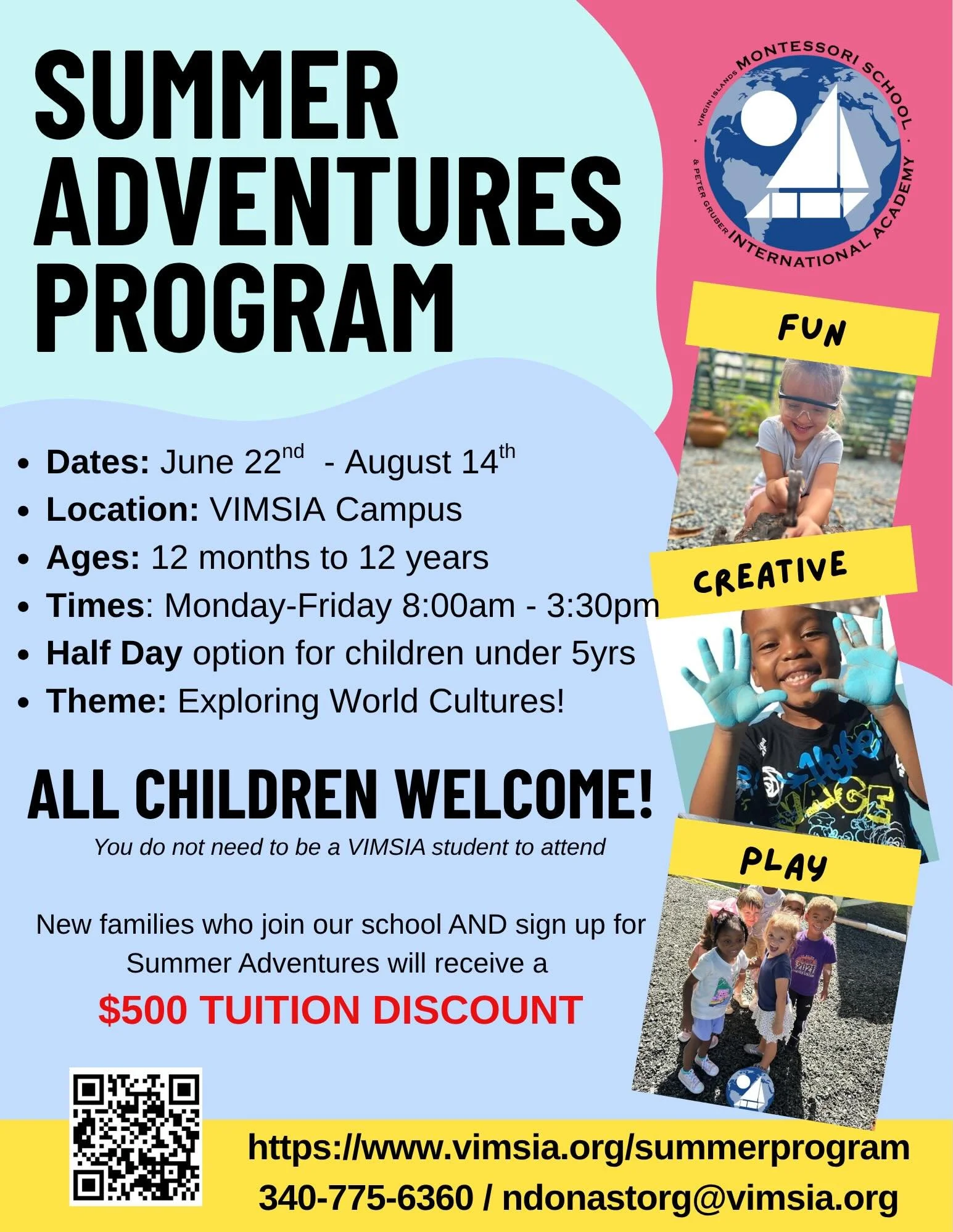 ☀️ 🛝 🌴 SUMMER IS NEARLY HERE! Space is still available in our World Culture program, for children *12 months to 12 years* starting 6/22.

Scroll for details and register with the link in our bio.