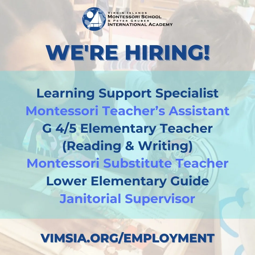 New roles are opening up at VIMSIA! If you love working with children, have a spirit of curiosity, and want to learn more about the Montessori philosophy, we'd love to meet you.

All details are available at: vimsia.org/employment