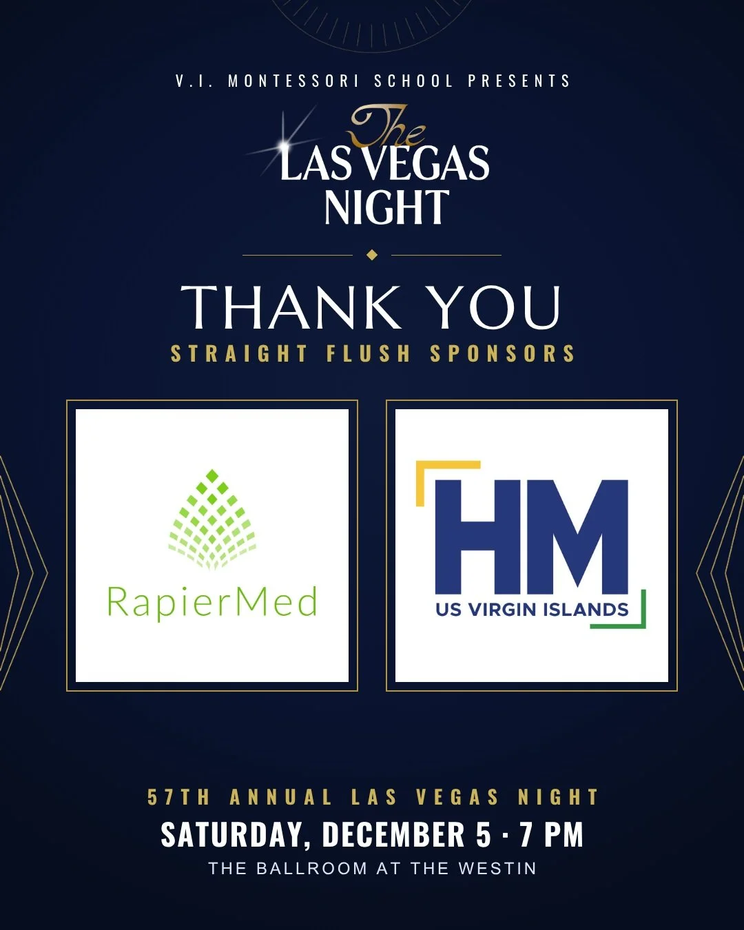 Two big Las Vegas Night bets are already on the table. 🎲

Thank you to @rapiermedusvi and @heavymaterialsvi, our two STRAIGHT FLUSH sponsors for the 57th Annual Las Vegas Night! Your support goes straight to financial aid for VIMSIA students.

And t