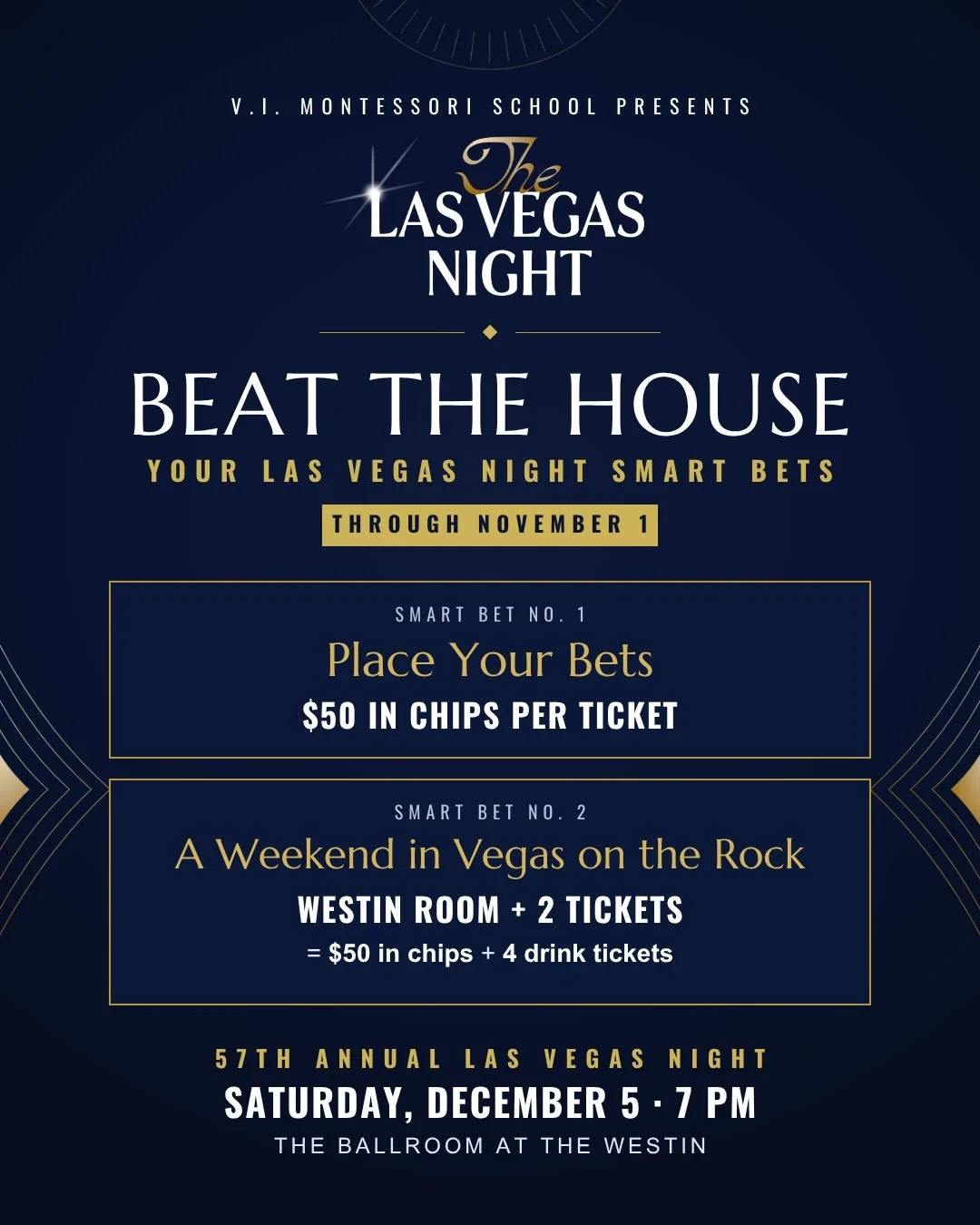 NOW THROUGH NOV. 1: If you already know you&rsquo;re coming to Las Vegas Night 2026 at @frenchmansreef Ballroom,  here&rsquo;s how to get a head start:

🎲 "Place Your Bets" Buy your tickets before November 1 and receive $50 in chips at che