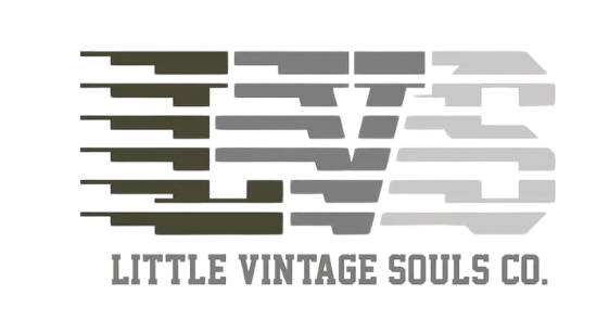 A digital graphic design featuring distorted, glitch-style text and shapes in black, gray, white, and purple, with the words 'LEATHER VINTAGE SOUL CO' at the bottom.