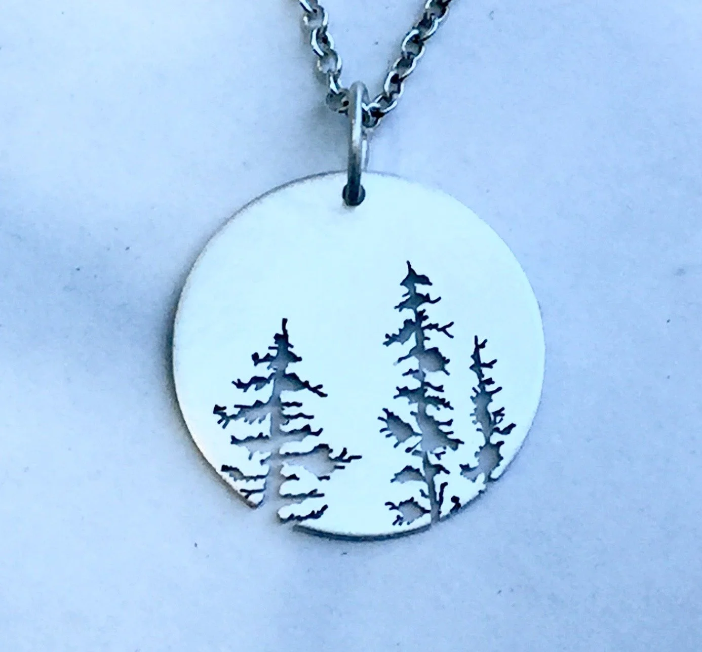 Three Pine Sterling Silver Sunset Pendant