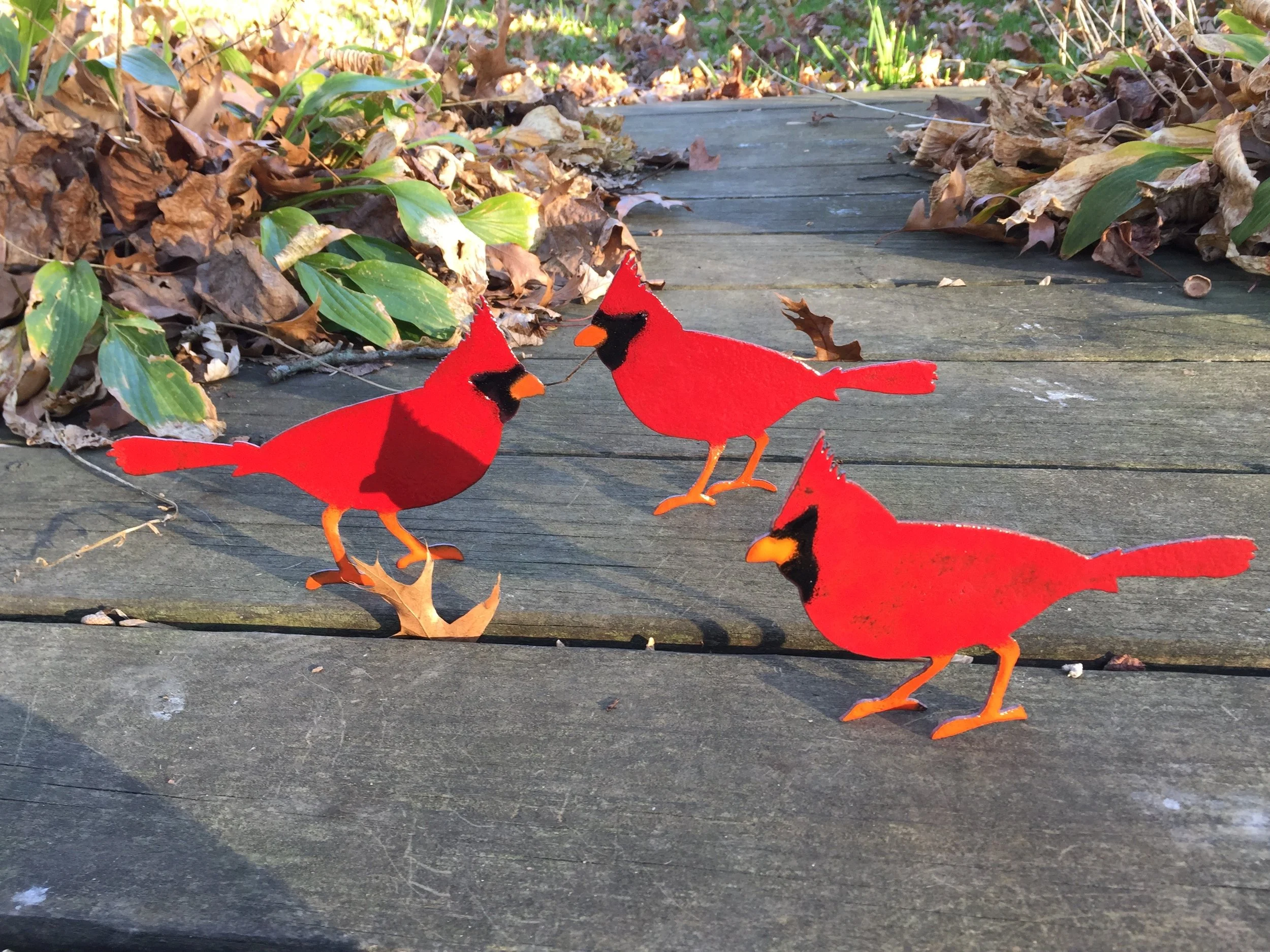 Handmade Enameled Copper Cardinal – Freestanding Sculpture