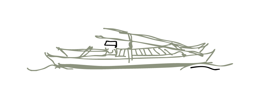 Disegno di una barca a remi stilizzata