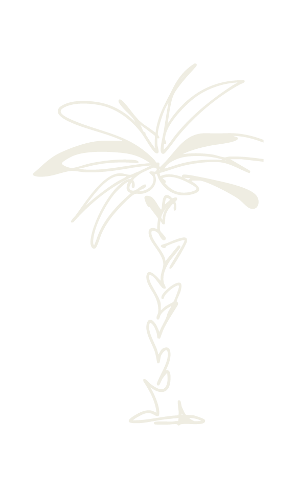 Disegno stilizzato di una palma con un tronco decorato da cuori