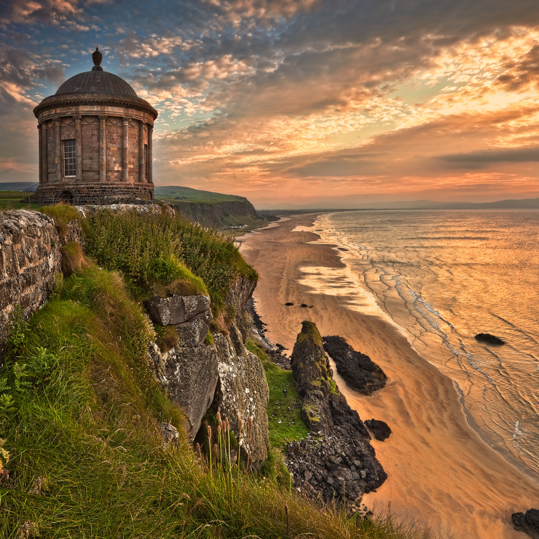 Mussenden Temple during sunset